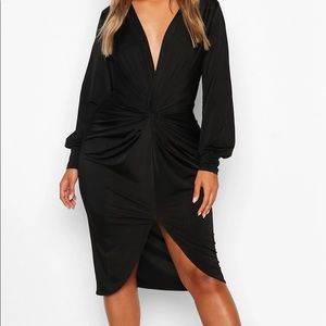 Boohoo Twist Front Plunge Dress